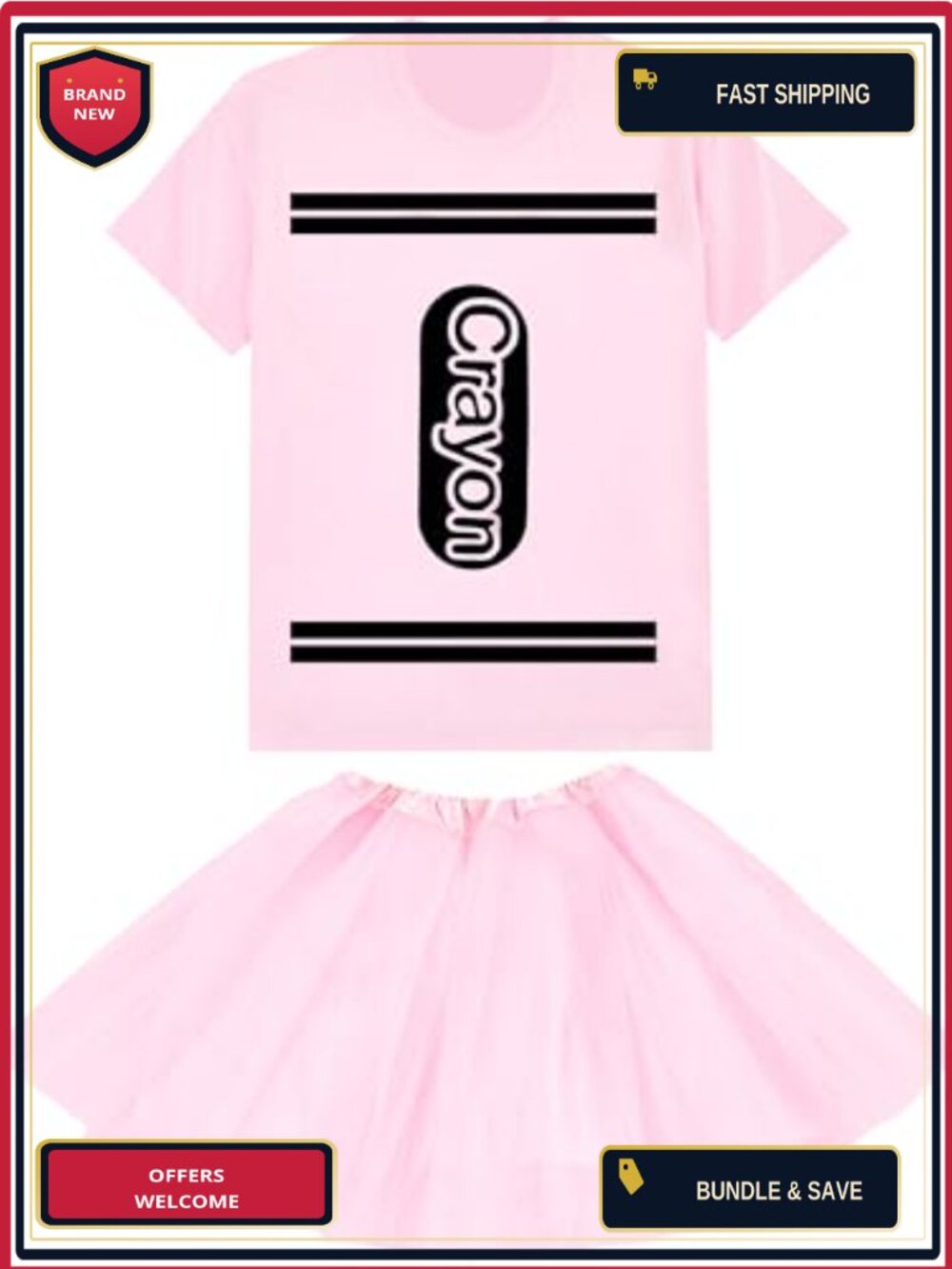 Crayon Halloween Costume Set T Shirt Tutu Skirt Group Party